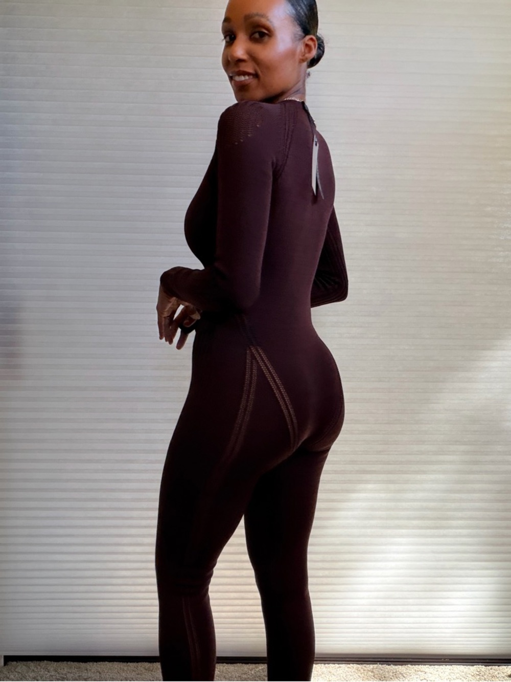 Manière De Voir Knit Zip-Front Top in Deep Wine